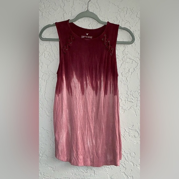 American Eagle Outfitters Soft & Sexy Burgundy to Pink Ombre Tank Top - Picture 1 of 9